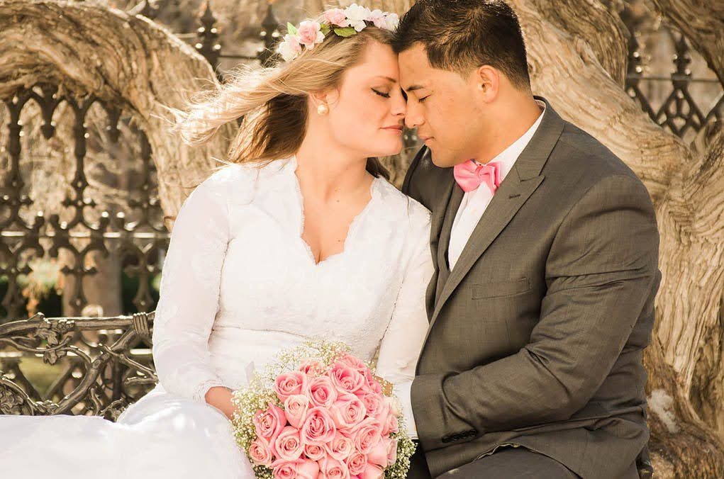 Bride and groom portrait by Brad Ovard Photography